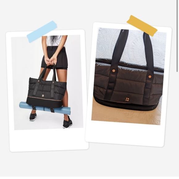 Sweaty Betty Icon Luxe Black Quilted Weekender Gym Bag - Picture 2 of 11
